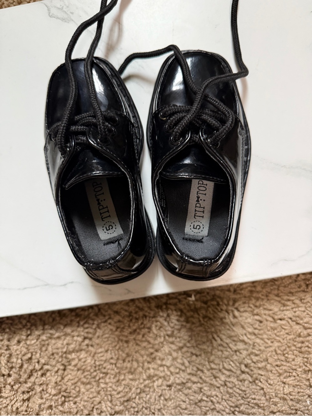 Tip Top Kids Black Patent Leather Lace-Up Dress Shoes